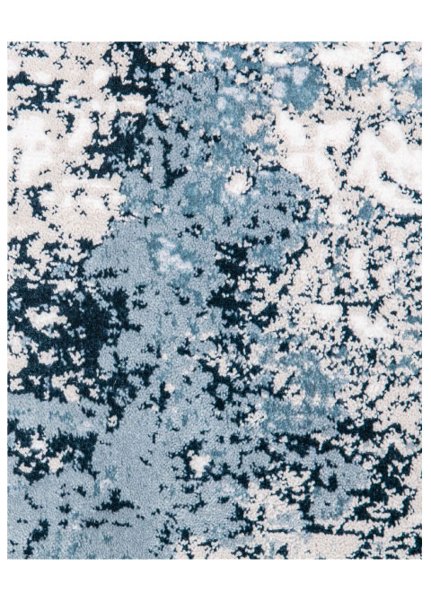 Tapete Abstracto Azul con Desgaste Central en Marfil