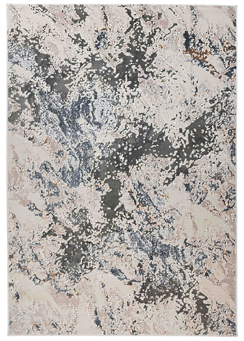 Tapete Abstracto Beige con Nubes Moteadas en Azul