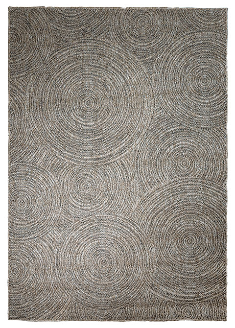Tapete Tejido Beige con Círculos Concéntricos