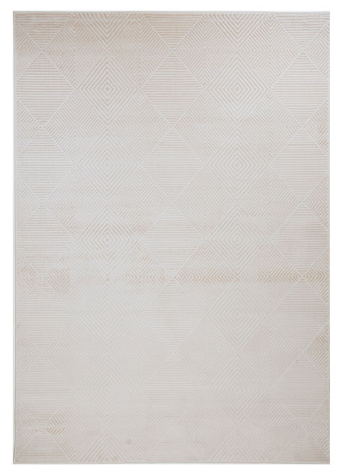 Tapete Geométrico Marfil con Rombos en Relieve