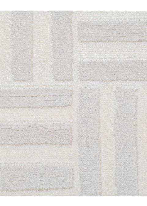 Tapete Geométrico Blanco con Damero de Ángulos en Relieve