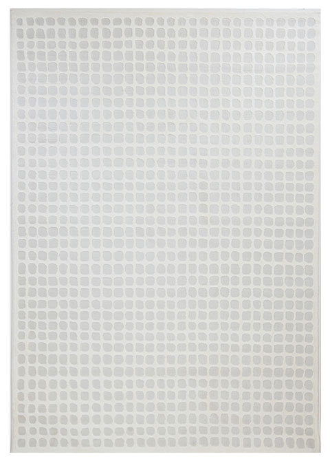 Tapete Geométrico Blanco con Cuadros Menudos en Relieve