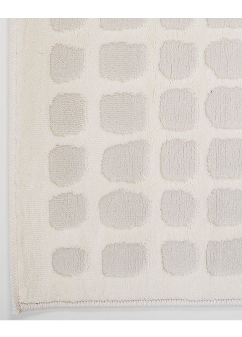 Tapete Geométrico Blanco con Cuadros Menudos en Relieve