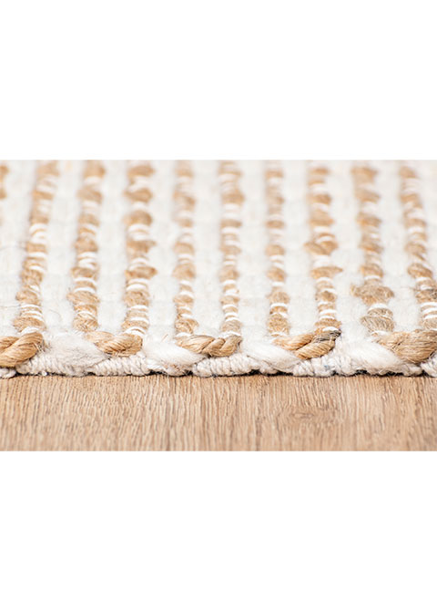 Tapete Tejido Beige con Rayado Fino en Marfil