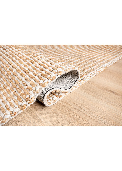 Tapete Tejido Beige con Bandas Jaspeadas