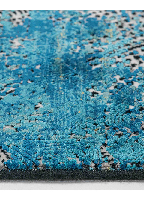 Tapete Abstracto Turquesa con Desgaste en Oro y Negro