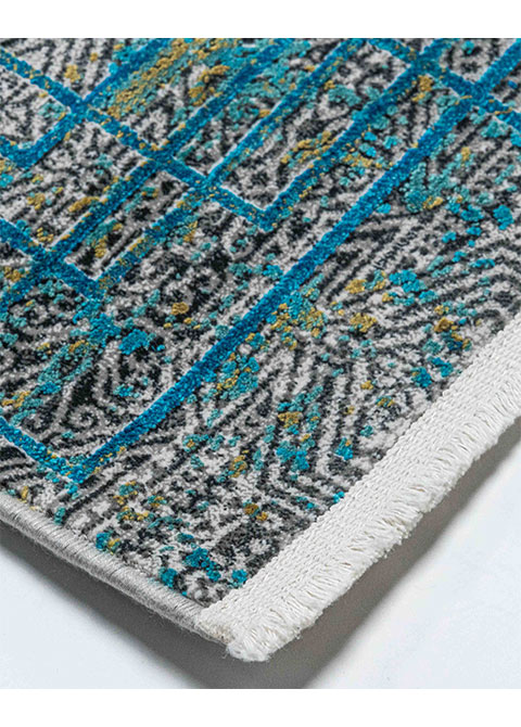 Tapete Abstracto Turquesa con Retícula de Líneas Finas