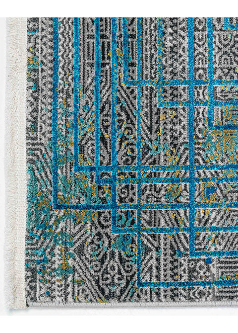 Tapete Abstracto Turquesa con Retícula de Líneas Finas
