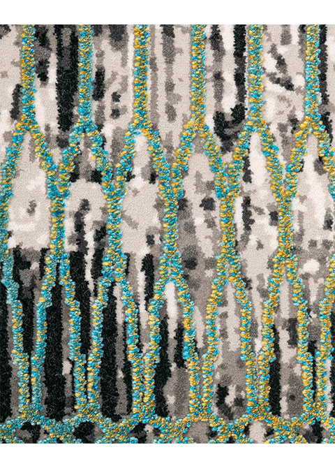 Tapete Abstracto Gris con Trama de Rejilla en Turquesa