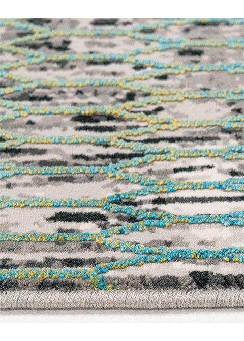 Tapete Abstracto Gris con Trama de Rejilla en Turquesa