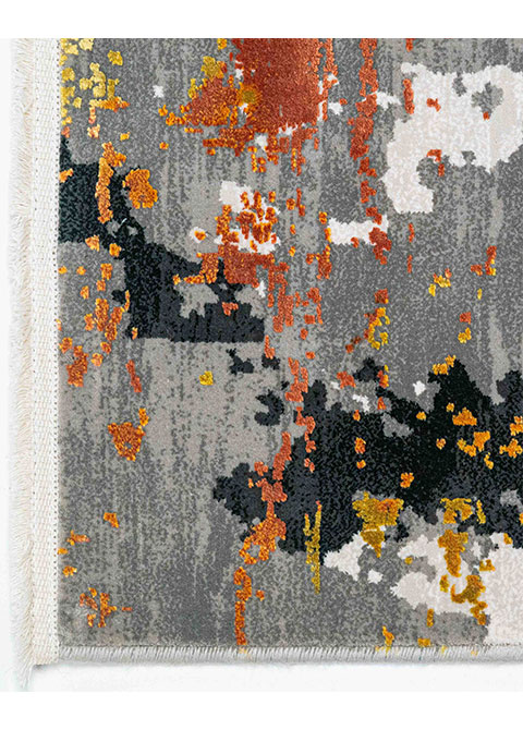Tapete Abstracto Ocre con Desgaste en Óxido y Negro