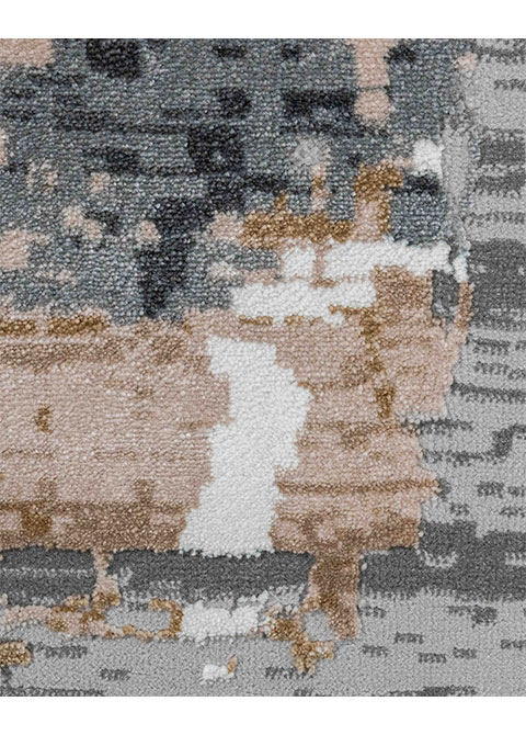 Tapete Abstracto Gris con Retazos en Ocre y Marfil