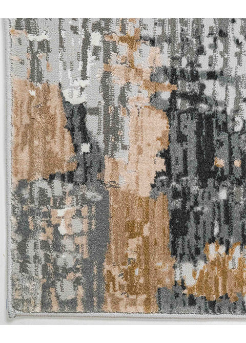 Tapete Abstracto Gris con Retazos en Ocre y Marfil