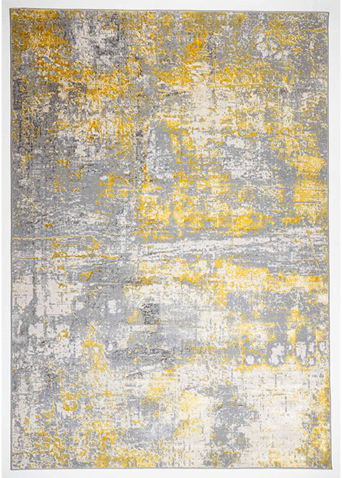 Tapete Abstracto Gris con Desgaste en Mostaza