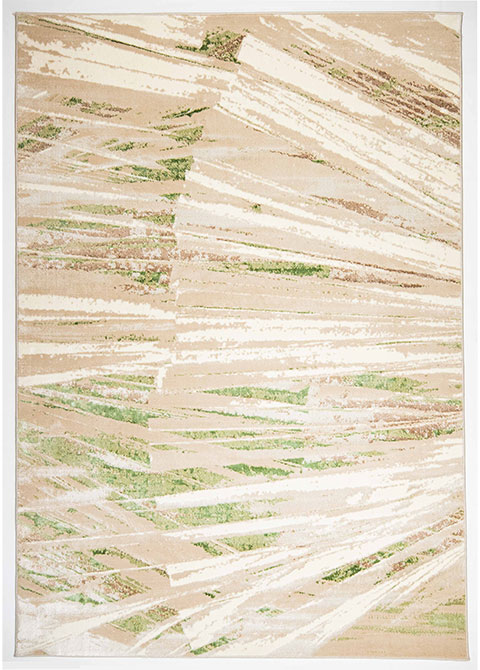 Tapete Abstracto Beige con Trazos Diagonales en Verde