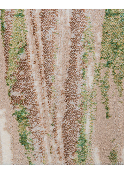 Tapete Abstracto Beige con Trazos Diagonales en Verde - Vista alternativa