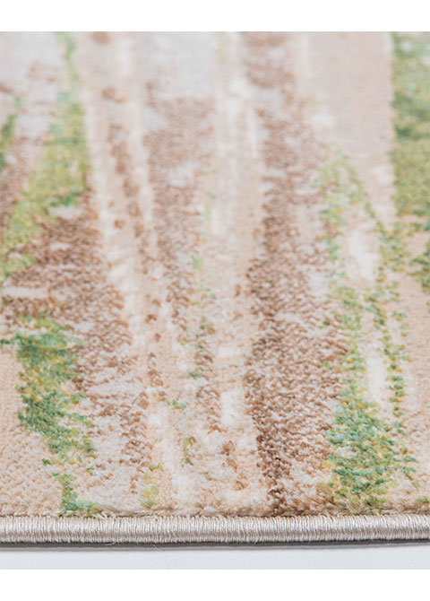 Tapete Abstracto Beige con Trazos Diagonales en Verde