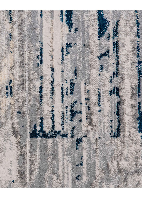 Tapete Abstracto Gris con Retazos Rayados en Azul - Vista alternativa