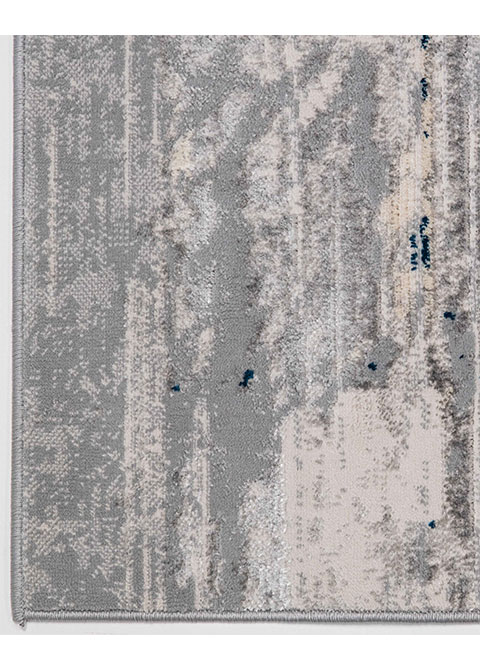 Tapete Abstracto Gris con Retazos Rayados en Azul