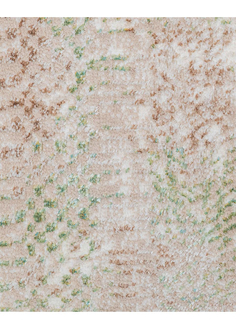 Tapete Abstracto Beige con Hileras Tejidas en Verde - Vista alternativa