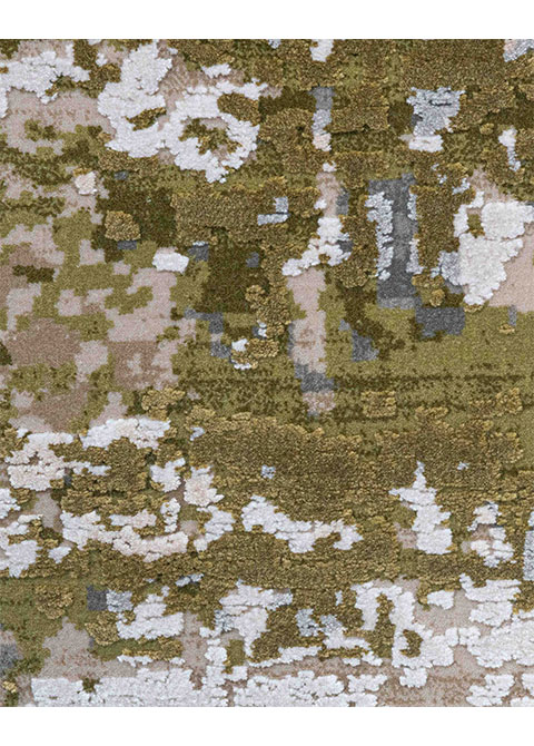 Tapete Abstracto Marfil con Trama en Verde Oliva - Vista alternativa