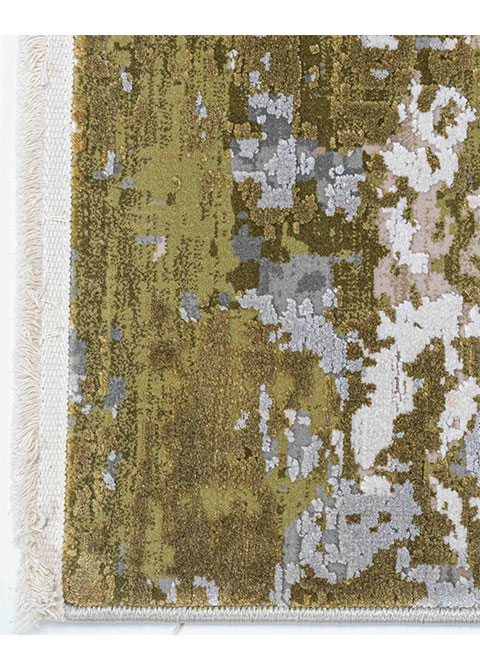 Tapete Abstracto Marfil con Trama en Verde Oliva