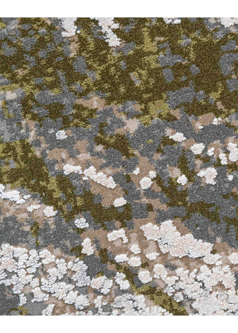 Tapete Abstracto Blanco con Vetas Diagonales en Oliva - Vista alternativa