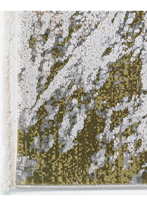 Tapete Abstracto Blanco con Vetas Diagonales en Oliva