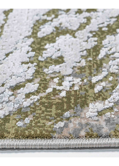 Tapete Abstracto Blanco con Vetas Diagonales en Oliva