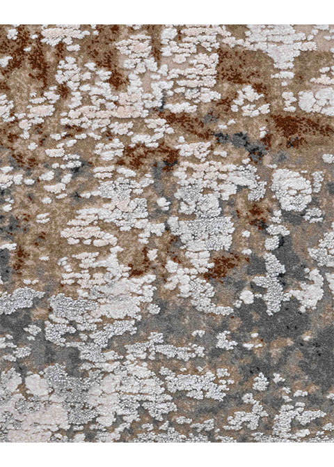 Tapete Abstracto Marfil con Manchas en Café y Gris - Vista alternativa