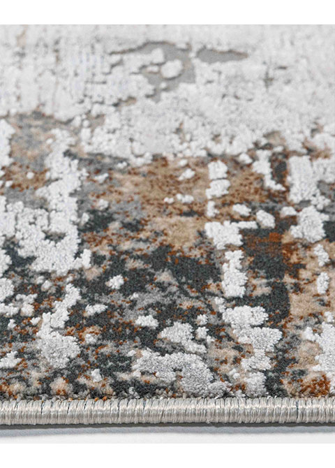 Tapete Abstracto Marfil con Manchas en Café y Gris