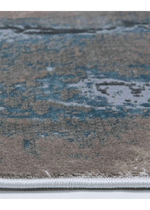 Tapete Abstracto Marfil con Pliegues en Topo y Azul