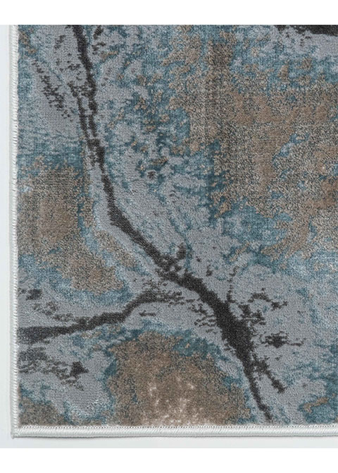 Tapete Abstracto Marfil con Pliegues en Topo y Azul