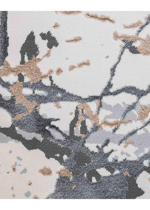 Tapete Abstracto Crema con Salpicado en Carbón y Oro - Vista alternativa