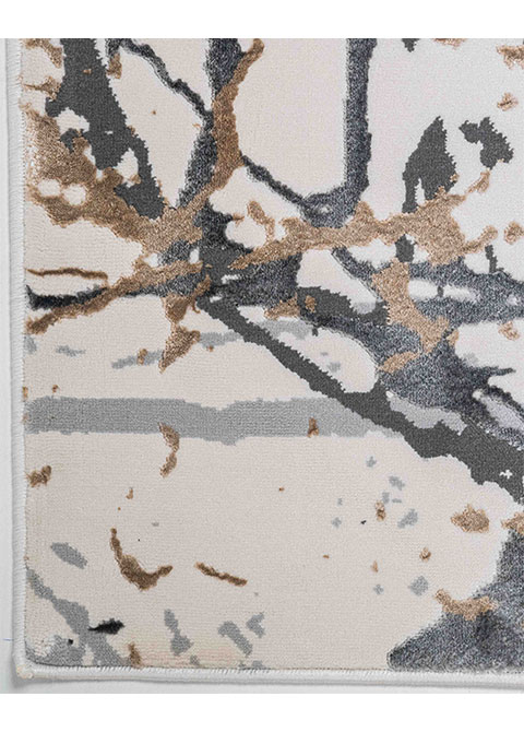 Tapete Abstracto Crema con Salpicado en Carbón y Oro