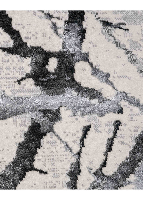 Tapete Abstracto Blanco con Grietas en Carbón - Vista alternativa