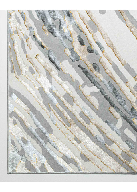Tapete Abstracto Gris con Oleaje de Mármol en Oro