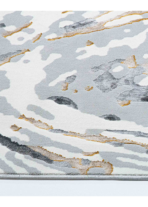 Tapete Abstracto Gris con Oleaje de Mármol en Oro