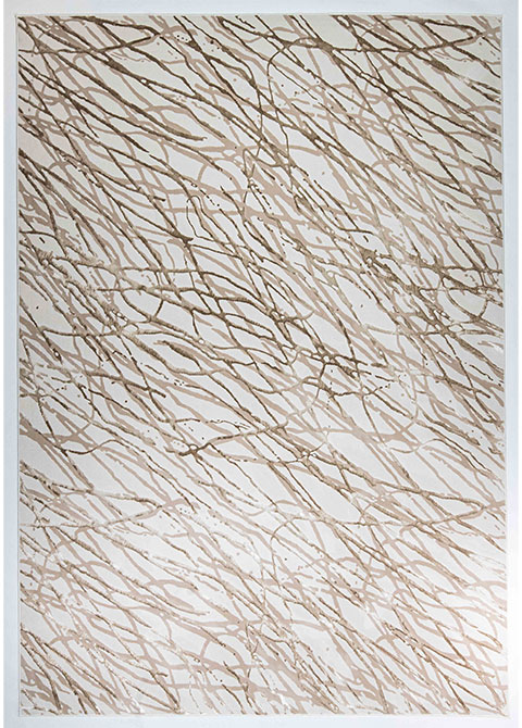 Tapete Abstracto Marfil con Hilos Vertidos en Bronce