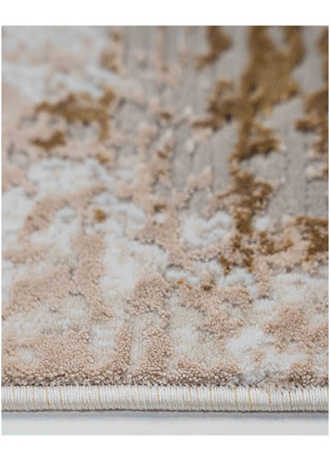 Tapete Abstracto Beige con Erosión en Oro