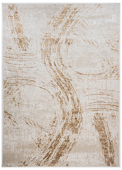 Tapete Abstracto Marfil con Arcos Barridos en Oro
