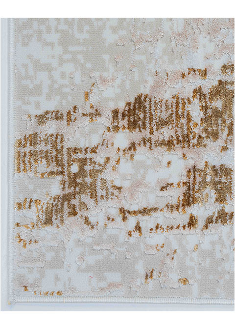 Tapete Abstracto Marfil con Arcos Barridos en Oro