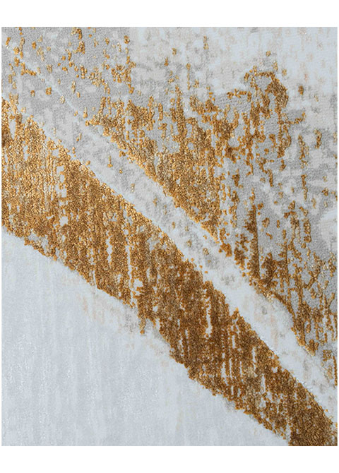 Tapete Abstracto Marfil con Líneas y Mancha en Oro - Vista alternativa