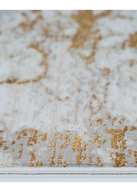 Tapete Abstracto Marfil con Líneas y Mancha en Oro