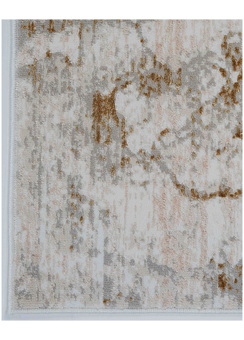 Tapete Abstracto Marfil con Líneas y Mancha en Oro