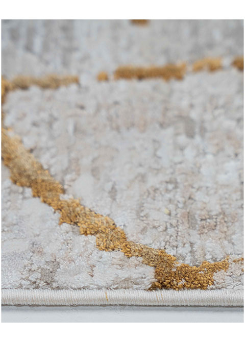 Tapete Abstracto Marfil con Abanico de Curvas en Oro