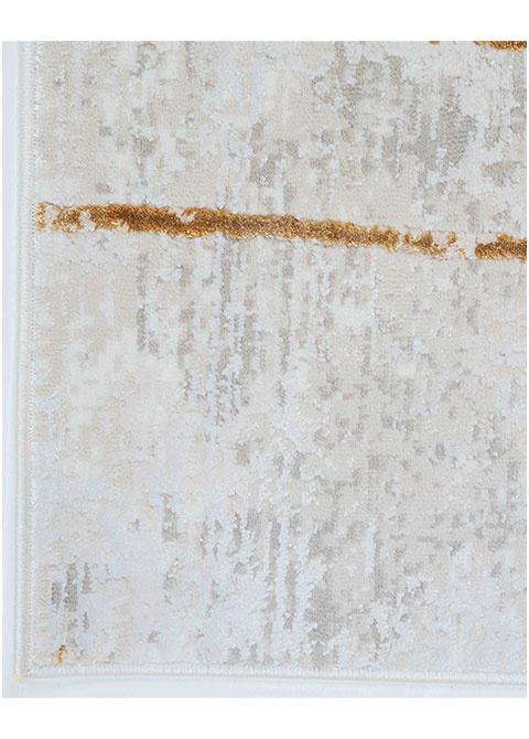 Tapete Abstracto Marfil con Abanico de Curvas en Oro