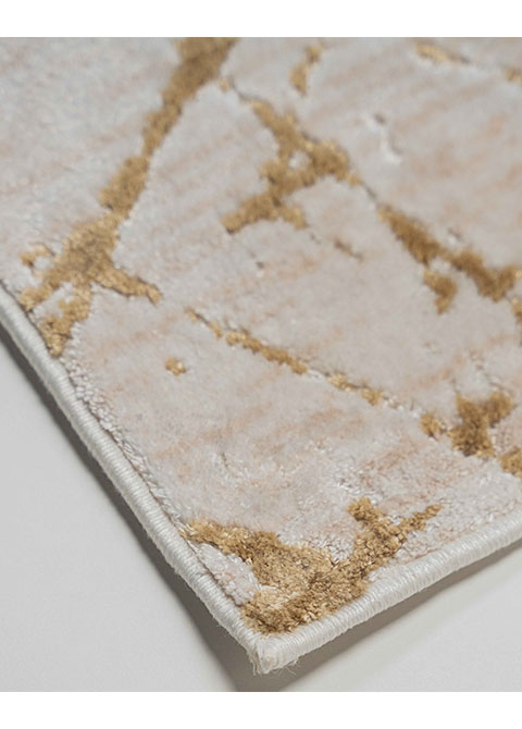 Tapete Abstracto Marfil con Rasgado Fino en Oro