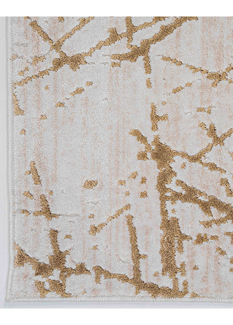 Tapete Abstracto Marfil con Rasgado Fino en Oro