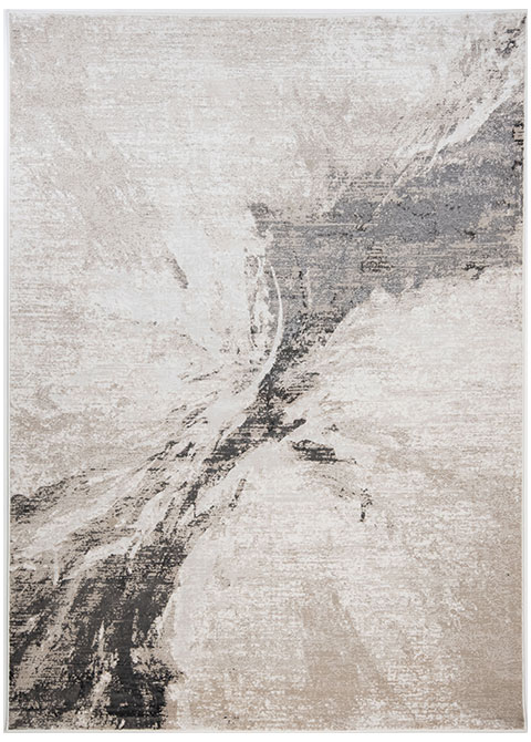 Tapete Abstracto Beige con Brochazo Diagonal en Carbón